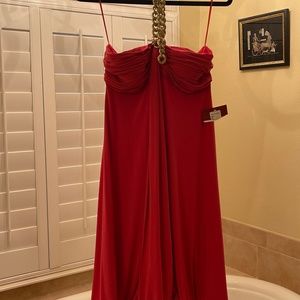 Js collections Coral strapless dress with chocker around neck gorgeous new